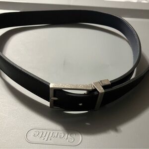 Black Leather Belt with Silver Buckle